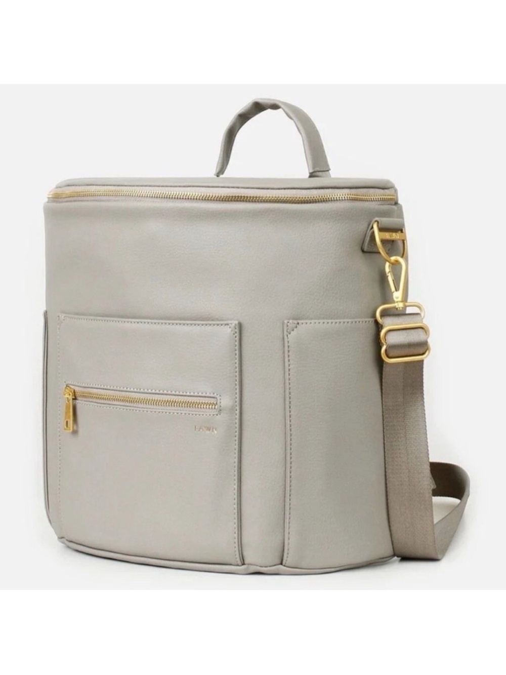 Fawn Design Light Gray Convertible Baby Bag with Gold Hardware